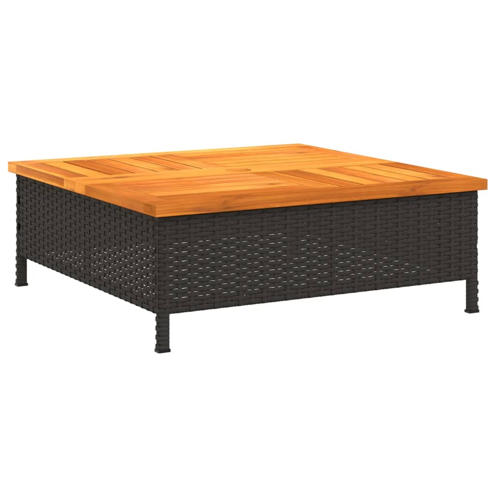 fekete polyrattan és akácfa kerti asztal 70 x 70 x 25 cm (3281629)