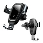 Autós tartó, univerzális, szellőzőre rögzíthető, 360°-ban forgatható, 4 - 6.5&quot; készülékekhez, Qi vezeték nélküli töltővel, 10W, Baseus Metal, WXYL-BOA, fekete (RS78975)