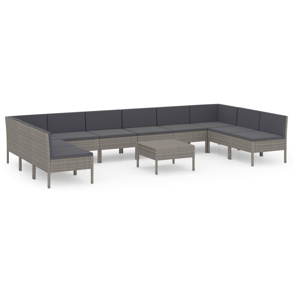 11 részes szürke polyrattan kerti ülőgarnitúra párnákkal (3094602)