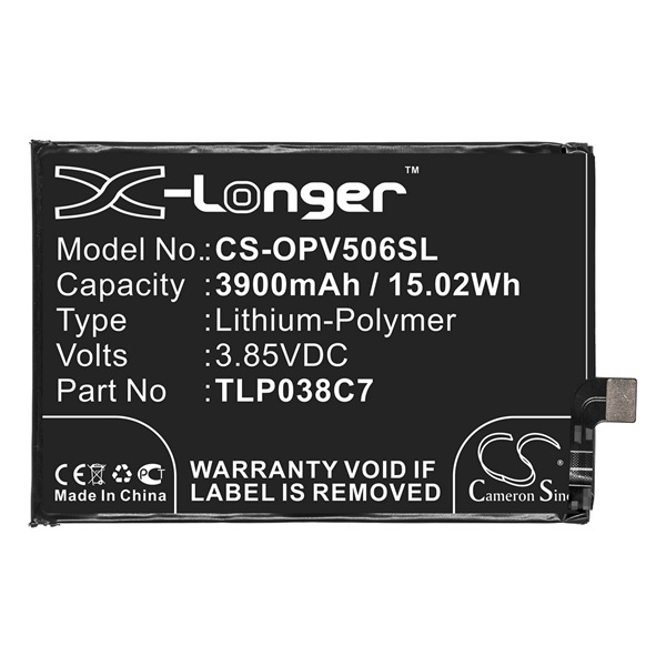 Cameron Sino Li-Polymer akku (3.85V/3900mAh, Alcatel TLP038C7 kompatibilis) FEKETE Alcatel 5V (OT-5060D) (CS-OPV506SL)