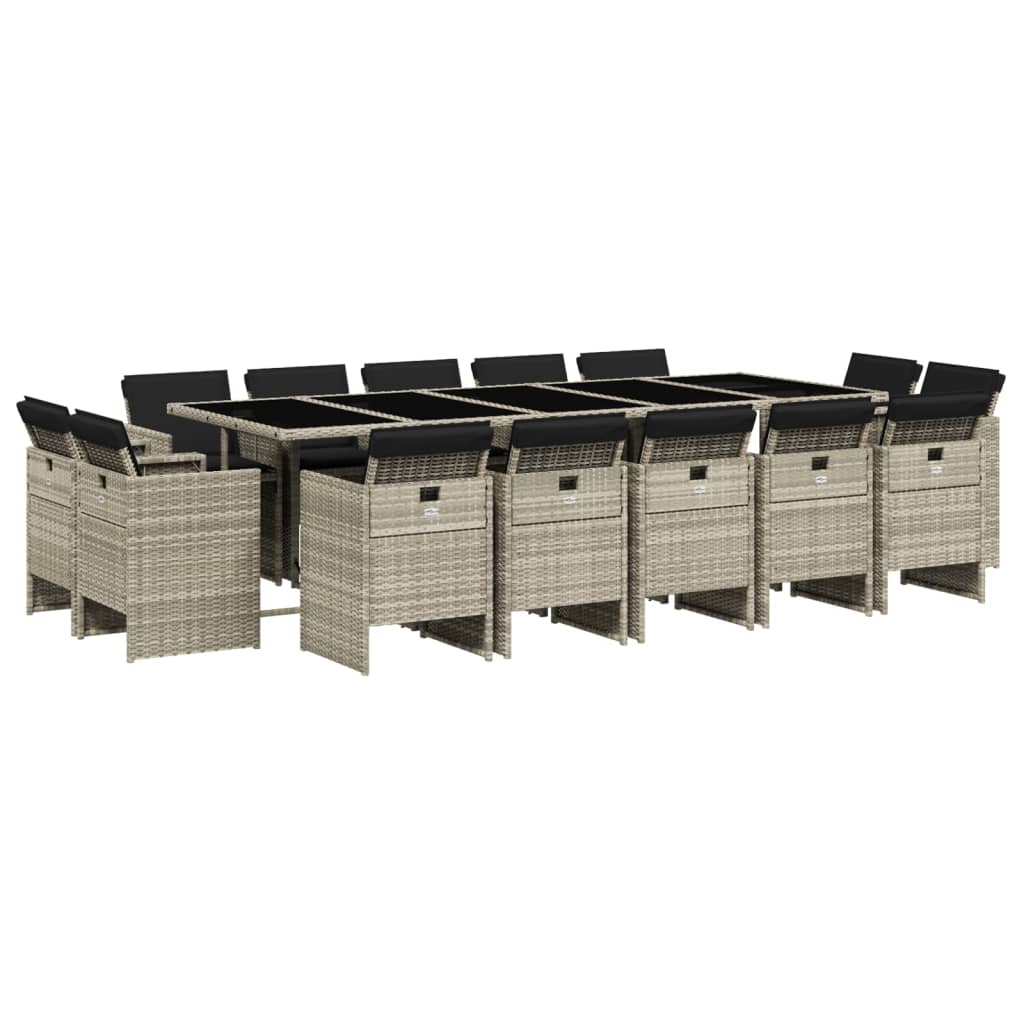 15 részes szürke polyrattan kerti étkezőgarnitúra párnákkal (3277822)