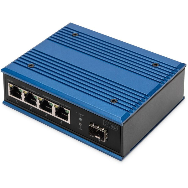 DIGITUS Switch Ind. 4-Port  Gigabit 30W PoE Unmanaged blau (DN-651135)