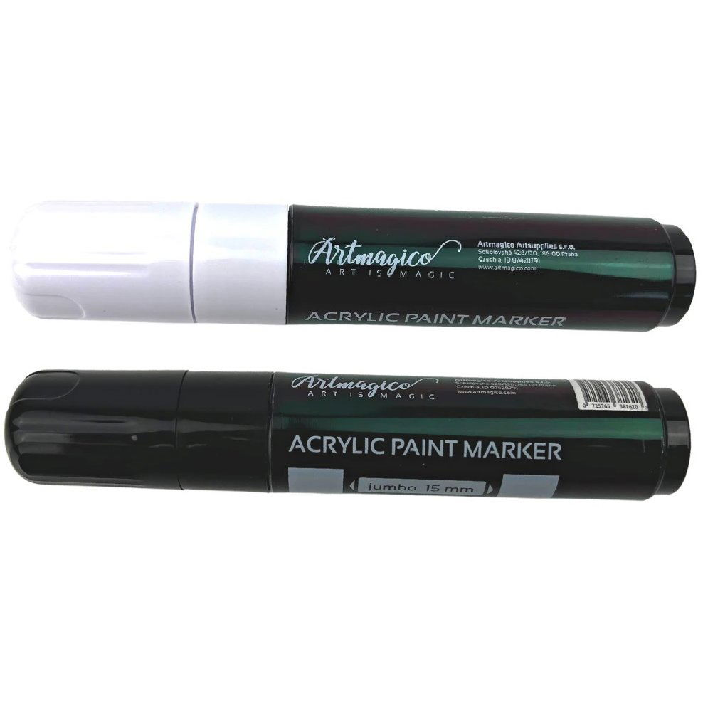 Artmagico Akrylový popisovač Jumbo 15 mm, 2 ks, černý, bílý (8594222520160)