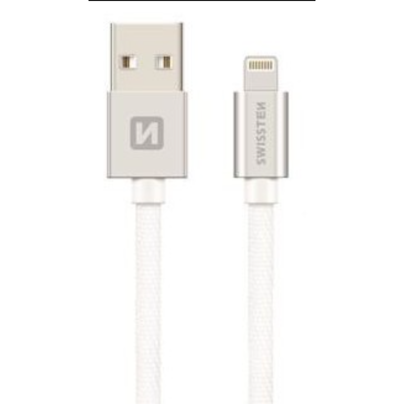 Swissten USB-A apa - Lightning apa 2.0 Adat és töltő kábel - Fehér (1.2m) (71524203)