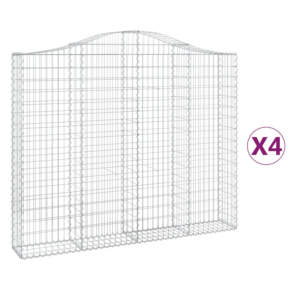 4 db íves horganyzott vas gabion kosár 200x30x160/180 cm (3145495)