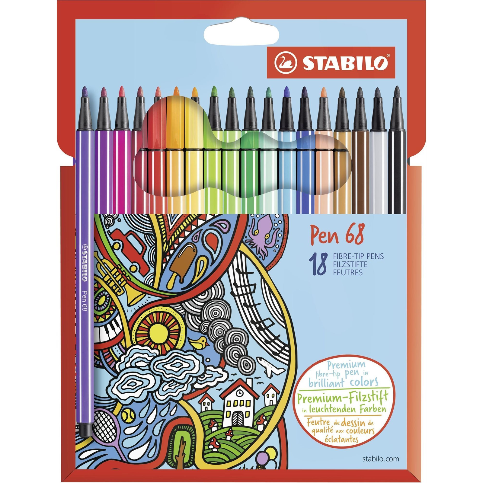 STABILO Pen 68 18 db karton tok (4006381483858)