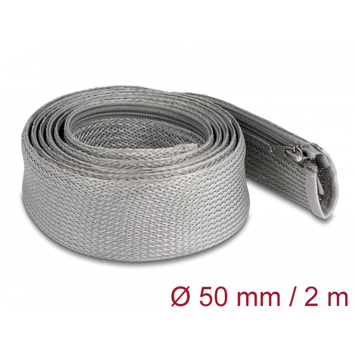Delock Befont karmantyú zipzáras szorítóval hőállóság egészen 2 m x 50 mm-es szürke (20832) (20832)