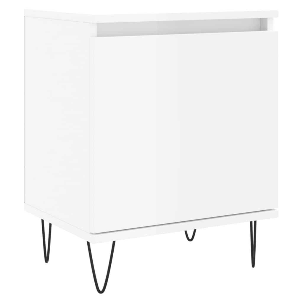 magasfényű fehér szerelt fa éjjeliszekrény 40x30x50 cm (826832)