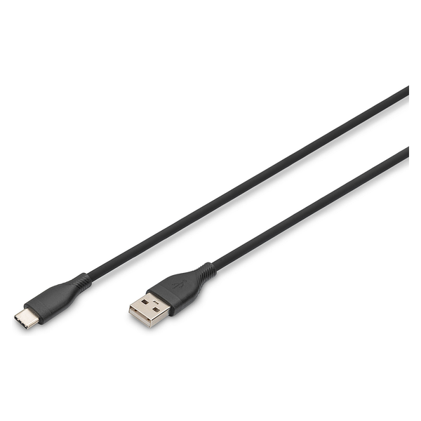 2M USB-A TO USB-C CABLE BLACK SILICONE60W POWER DELIVERY