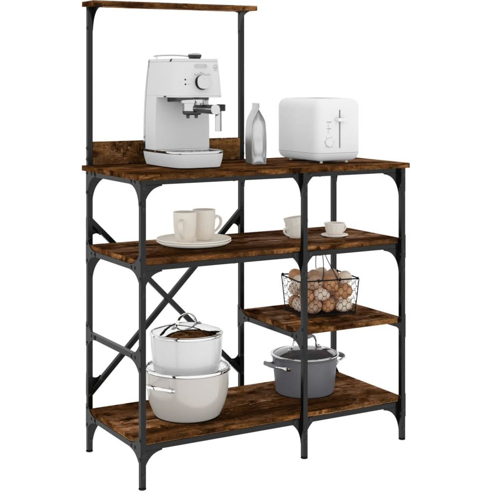 füstös tölgy színű szerelt fa és fém pékállvány 90x40x132 cm (845418)