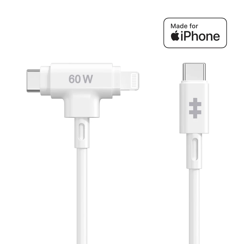 Hyper USB-C apa - USB-C / Lightning apa Adat- és töltőkábel 1.5m - Fehér (HJ4010WHGL)