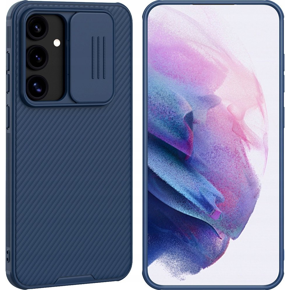 Samsung S24 Fe Nillkin Camshield Pro Szilikon Telefonvédő Ütésállóság, Csíkos, Sötétkék (NLK1642)
