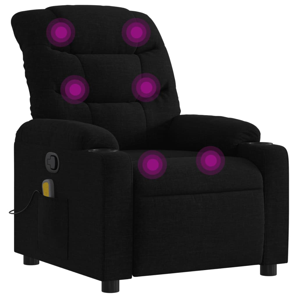 fekete szövet dönthető masszázsfotel (374158)