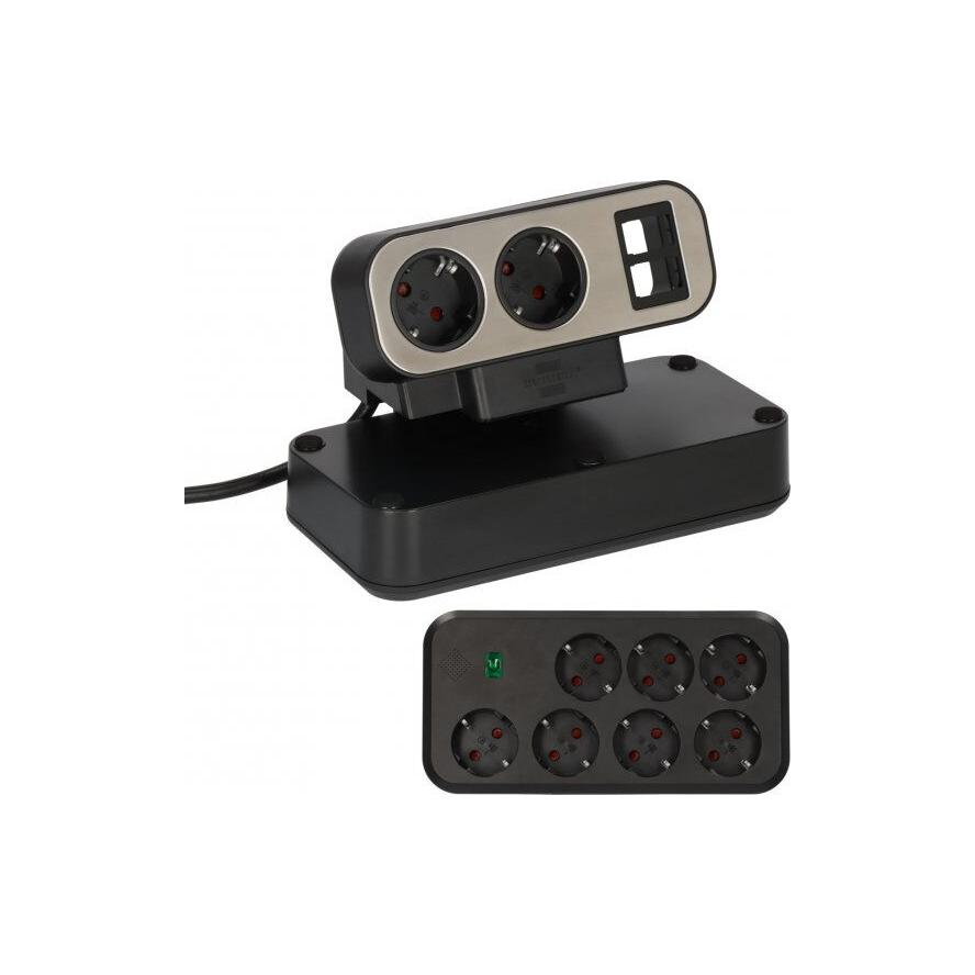 Brennenstuhl estilo 1153580110 230V Duplex asztali túlfeszültség védő elosztó 9 aljzatos 2m - Fekete/Szürke (1153580110)