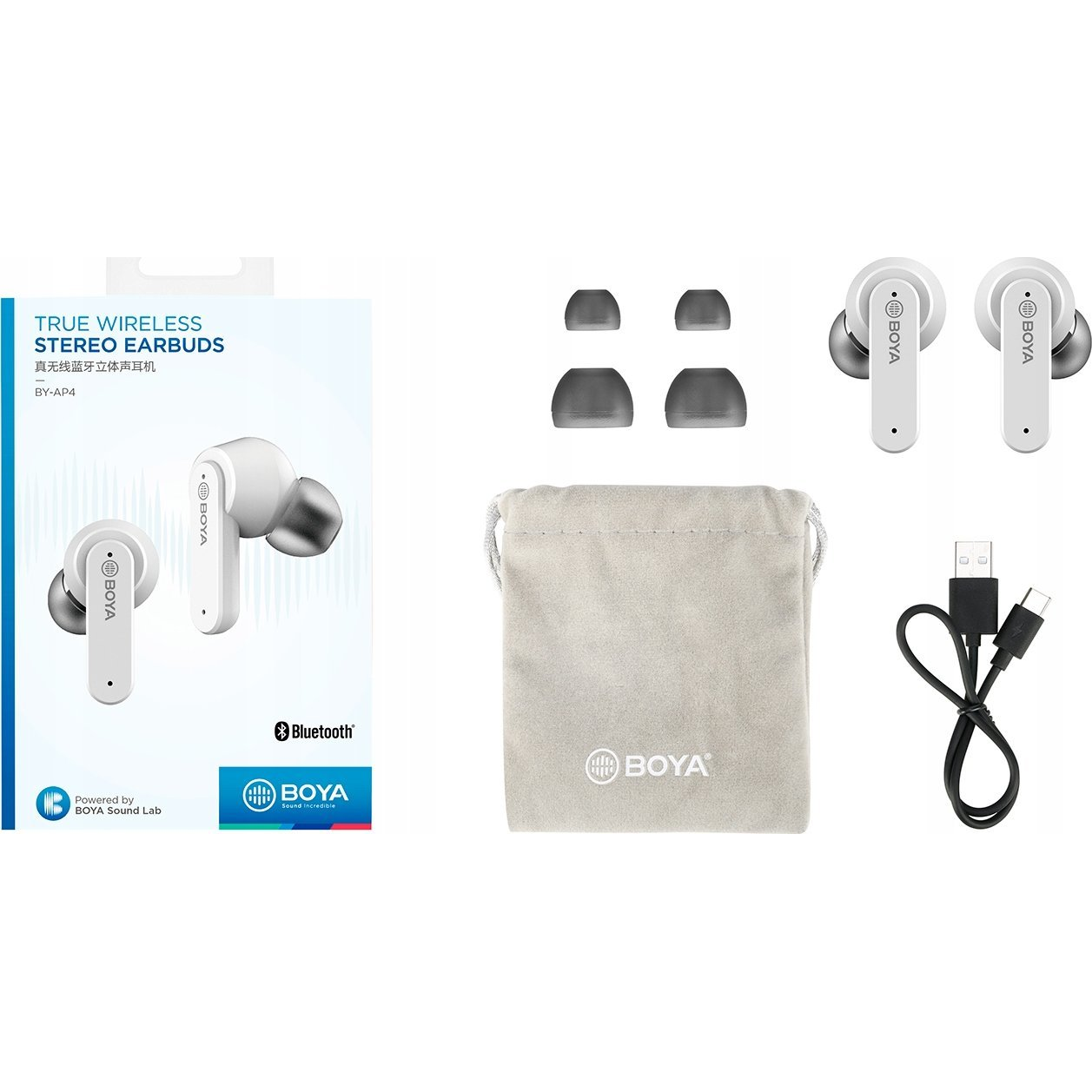 BOYA BY-AP4-W True Wireless Bluetooth fehér füllhallgató (SS-1771)