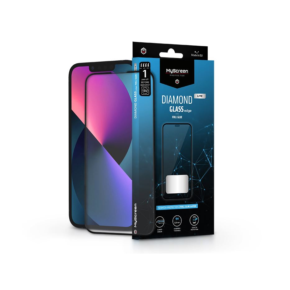 MyScreen Protector Diamond Glass Lite Edge2.5D Full Glue Apple iPhone 13/13 Pro edzett üveg kijelzővédő fekete kerettel (LA-1994) (LA-1994)