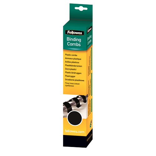 Fellowes 6 mm műanyag spirál 10-20 laphoz - Fekete (25 db / csomag) (5330302)