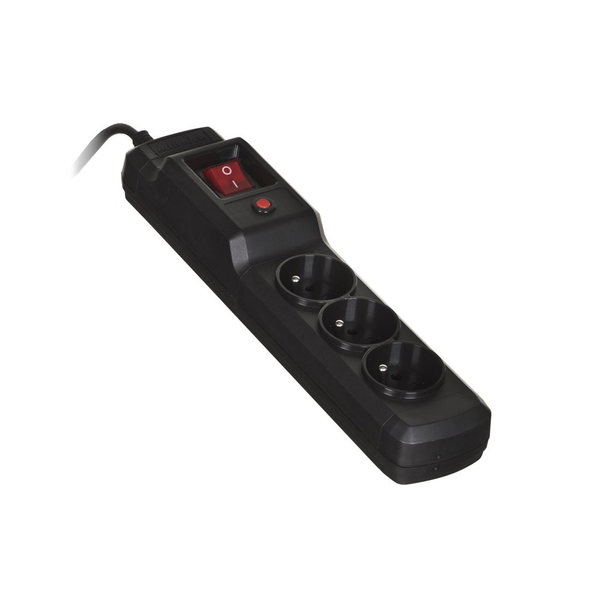 Удължител, ActiveJet, 1,5м, 3 гнезда, черен