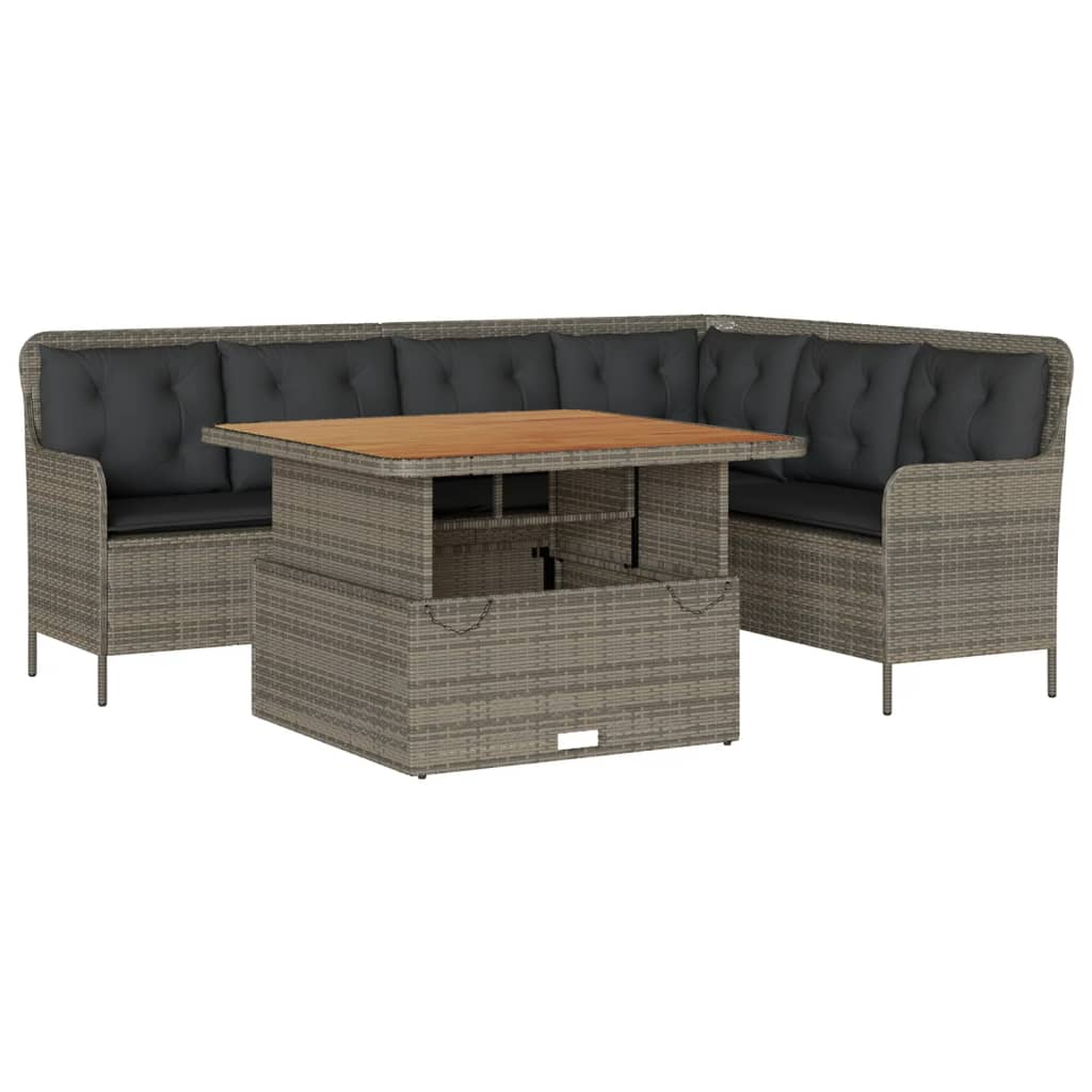2 részes szürke polyrattan kerti kanapészett párnákkal (3262084)