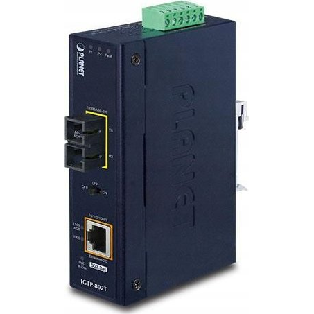PLANET IP30 Industrial 10/100/1000BA hálózati média konverter 1000 Mbit/s Kék