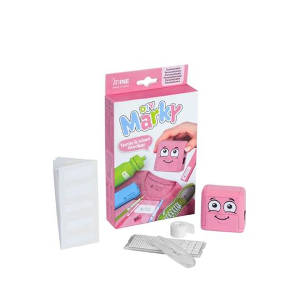 Stampila MARKY DIY cu set de litere si tus pentru textile, roz