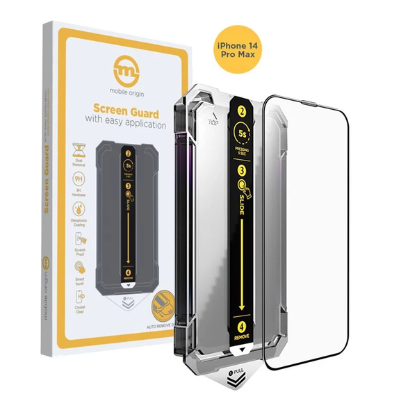 Прозрачно стъклено фолио със система за монтиране Mobile Origin Screen Guard, съвместима с iPhone 14 Pro Max