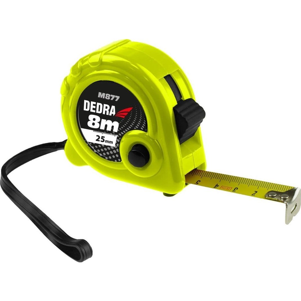 Dedra Mérőszalag 8 m X 25 mm Dupla Stoppos Pvc Tartóval