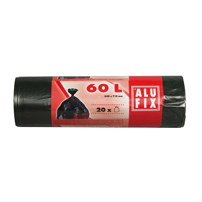 AluFix Szemeteszsák 60 l (20 db / tekercs) - Fekete (MS60UNI/MS604UNI)
