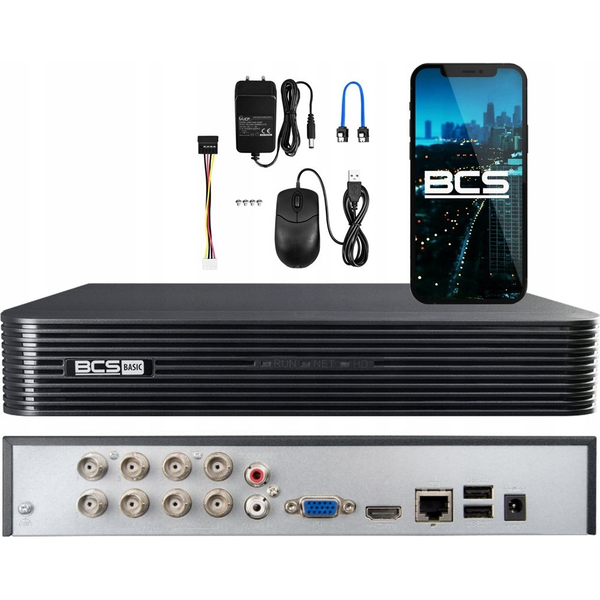 BCS BCS-B-XVR0801(2.0) 8-csatornás 5-rendszeres HD rögzítő HDMI és VGA csatlakozóval