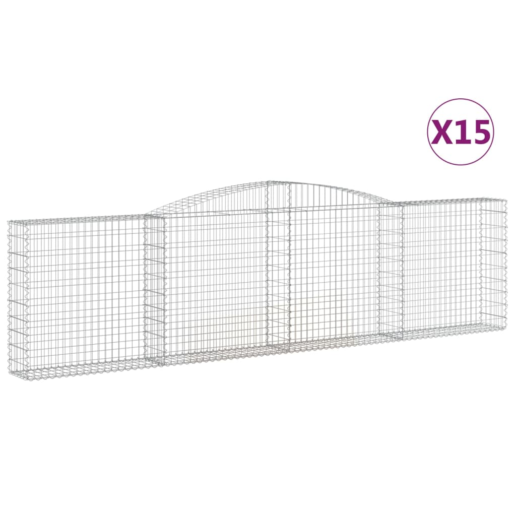 15 db íves horganyzott vas gabion kosár 400x30x100/120 cm (3146875)