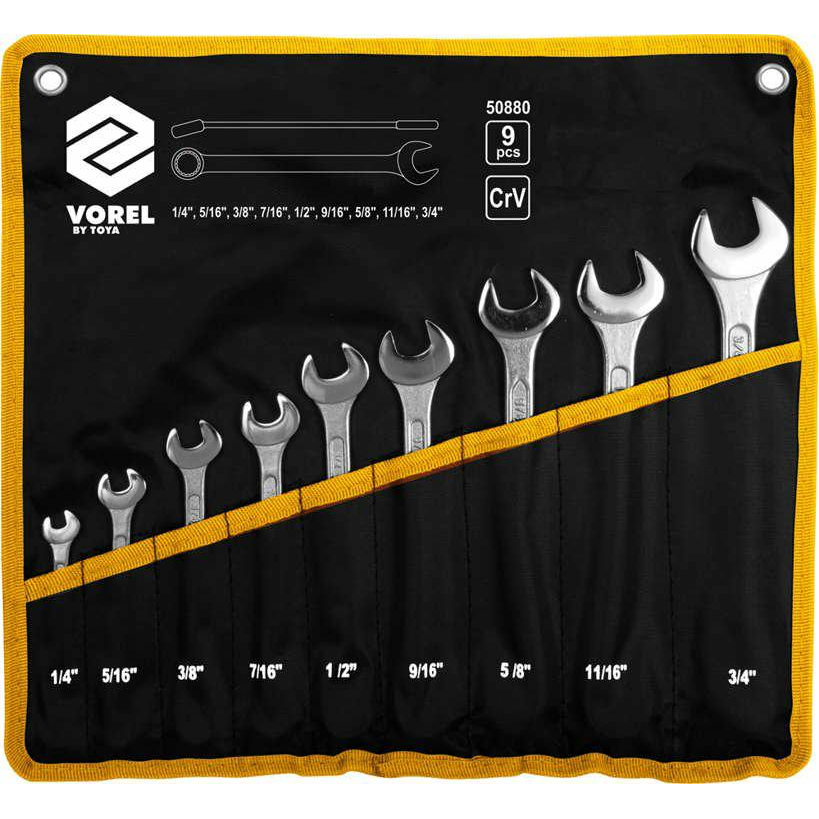 Csillag-villáskulcs, crv, 1/4-3/4 colos, kpl. 9 db Vorel (50880)