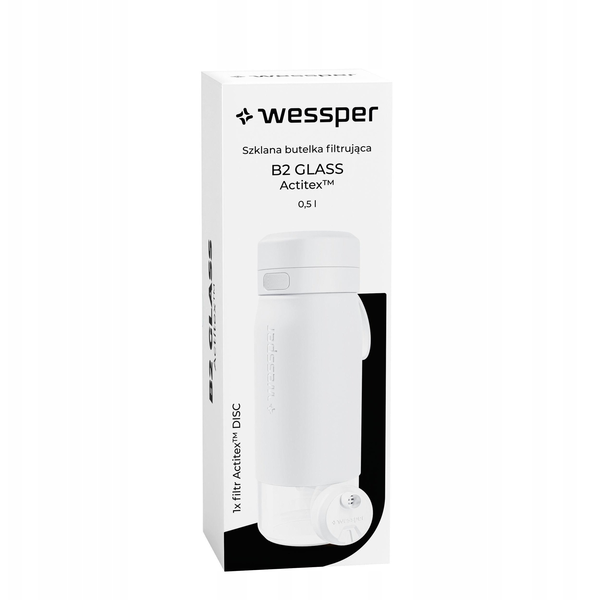 Butelka filtrująca Wessper B2 GLASS Actitex™ 500ml White (WES270-500-WH_K)