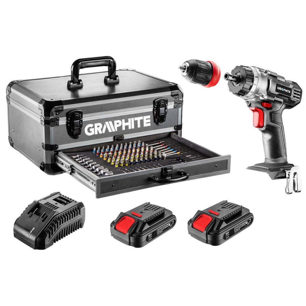 Graphite 58G022-PS15 akkus fúró Energy+ 2db 18V/2Ah akku+töltő + 109 kiegészítő (58G022-PS15)
