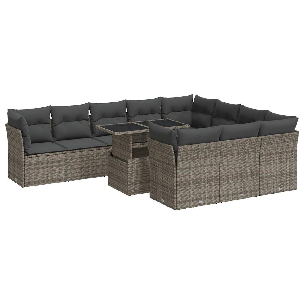 11 részes szürke polyrattan kerti ülőgarnitúra párnákkal (3326231)