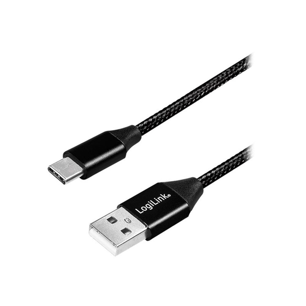 Кабел за данни Logilink, CU0140, USB 2.0 (T) към USB 2.0 Type-C (T), 1 м, Premium, Черен