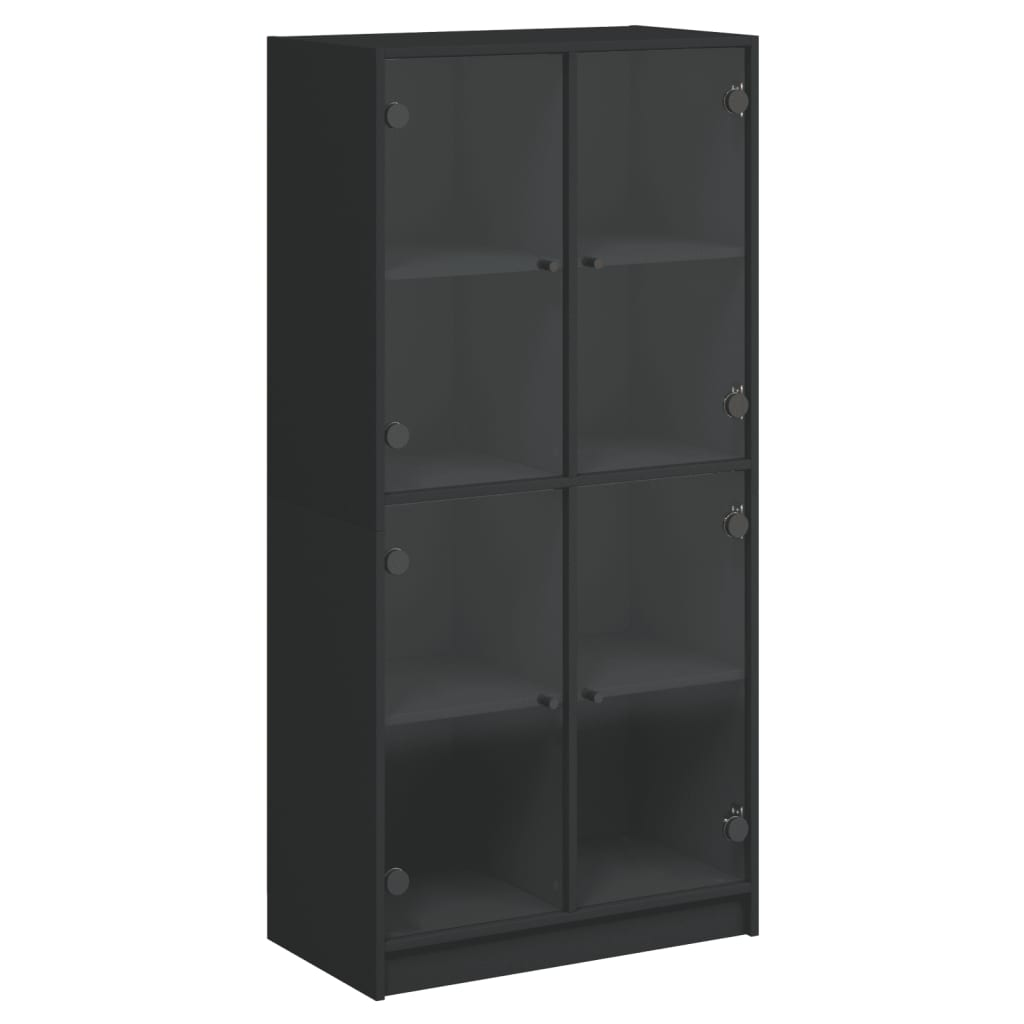 fekete szerelt fa magasszekrény ajtókkal 68 x 37 x 109 cm (3295858)