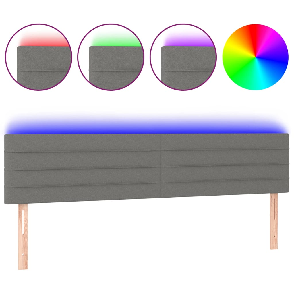 sötétszürke szövet LED-es fejtámla 200x5x78/88 cm (3121775)