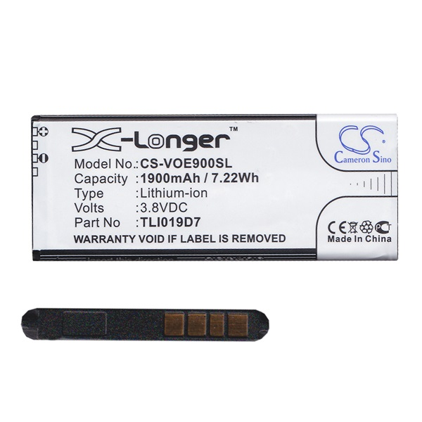 Cameron Sino Li-Ion akku (3.8V/1900mAh, Alcatel TLI019D7 kompatibilis) FEKETE Alcatel 1 (OT-5033D) (CS-VOE900SL)