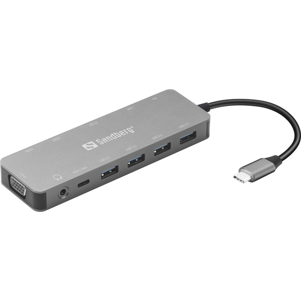 Sandberg 136-45 dockingstation Docking USB Type-C Aluminium