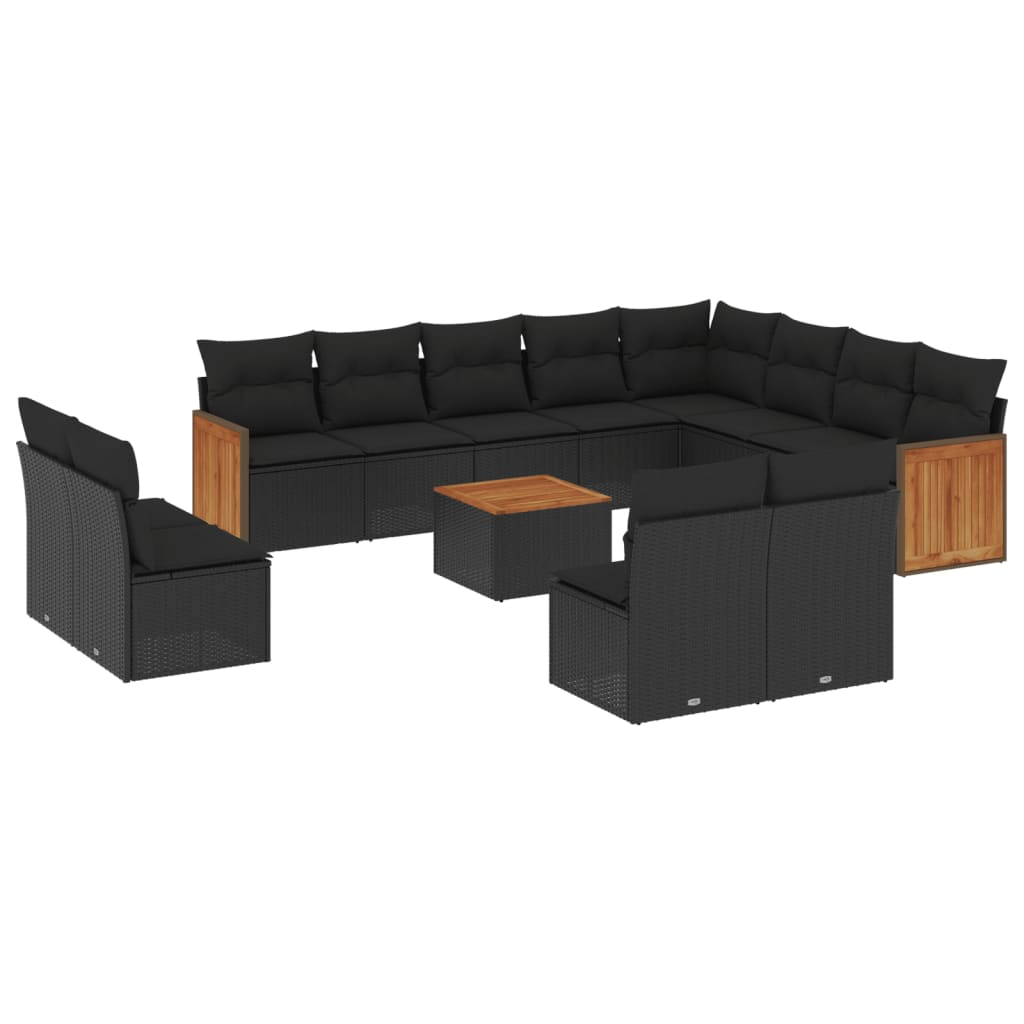 13 részes fekete polyrattan kerti ülőgarnitúra párnákkal (3260557)