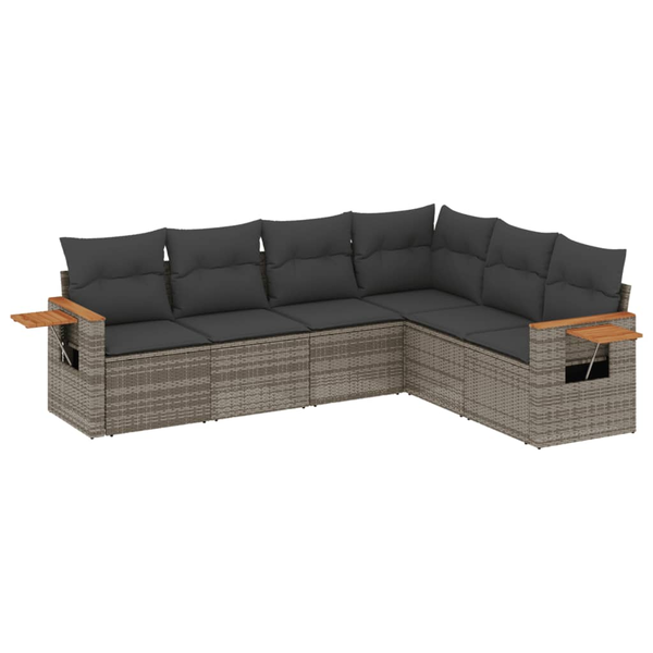 6 részes szürke polyrattan kerti ülőgarnitúra párnákkal