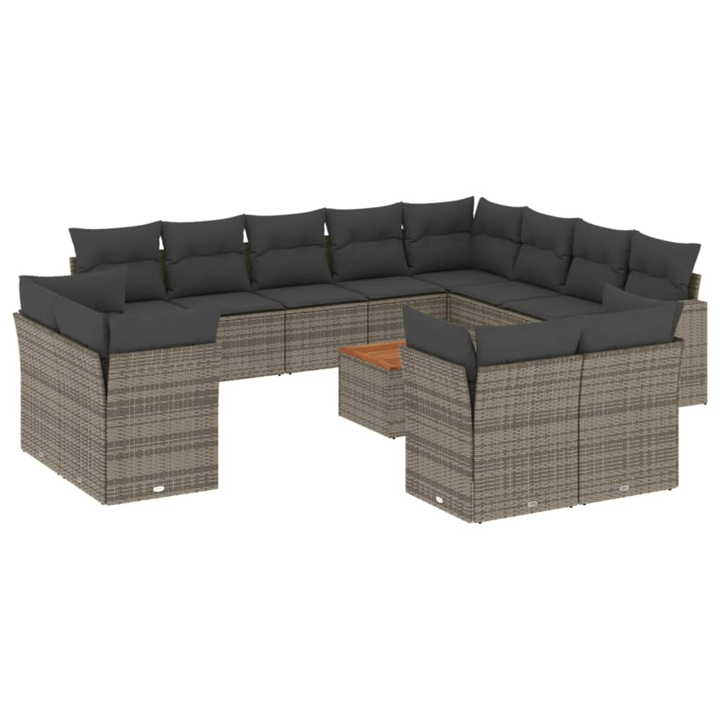 13 részes szürke polyrattan kerti ülőgarnitúra párnákkal (3223953)