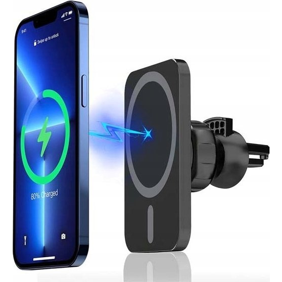 Univerzalni nosilec za avto Magsafe + brezžični polnilec 15W IOS/Android črn