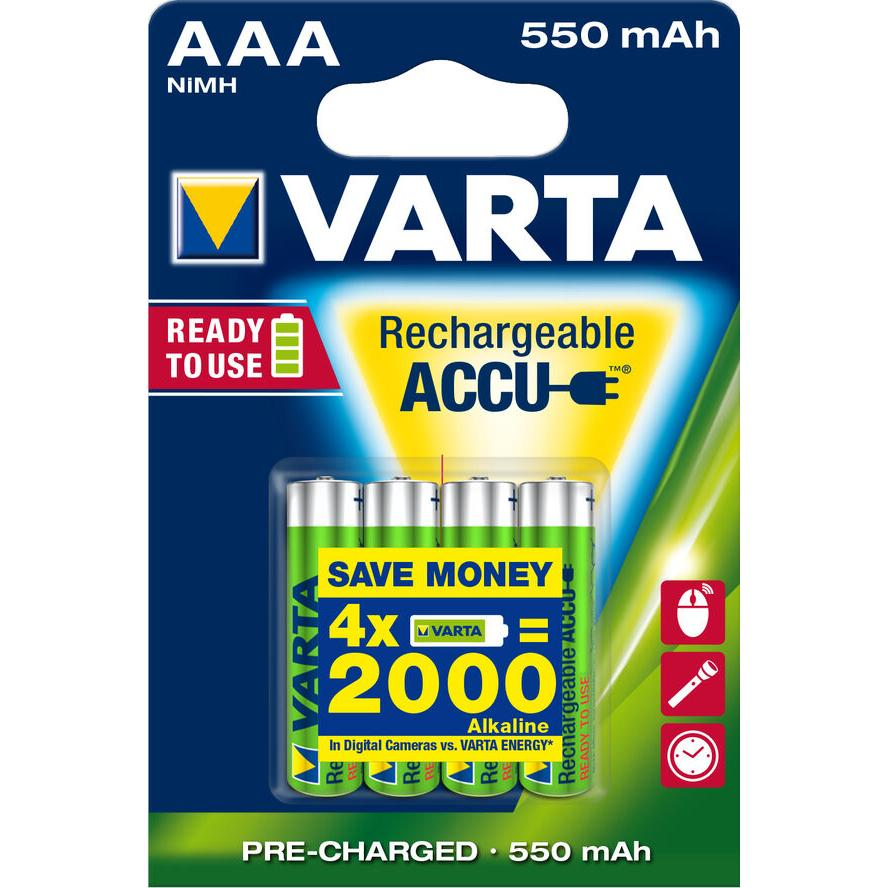 Varta Akku RECHARGE Power AAA HR03 550mAh 4St. (56743101404)