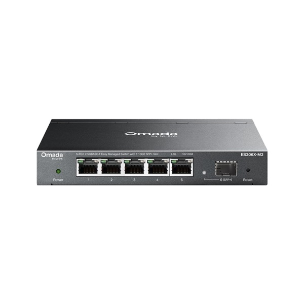 TP-Link Omada ES206X-M2 sieťový prepínač Riadený L2 2.5G Ethernet (100/1000/2500) Stolová/nástenná montáž Čierna