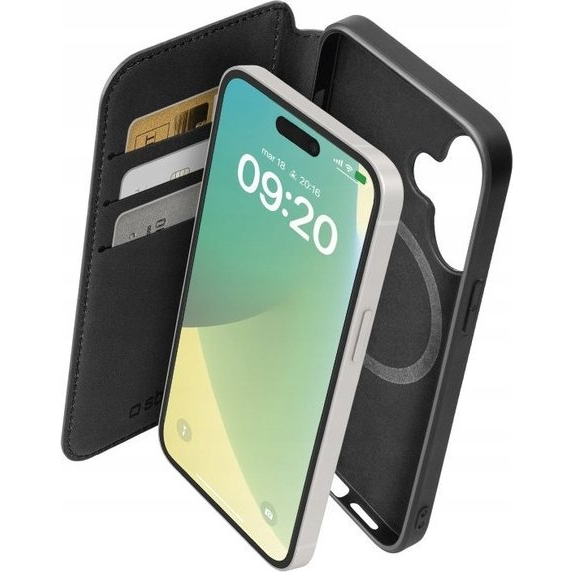 SBS Wallet Mag iPhone 16 MagSafe Flip Tok - Fekete (TEBKMAGSFIP1661K)