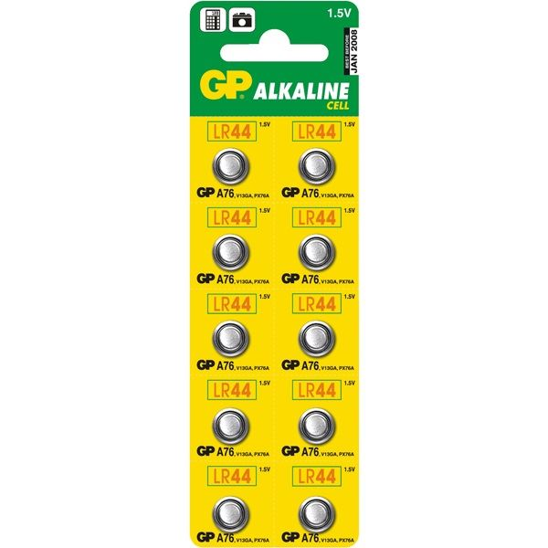 GP A76C5 Alkáli gombelem 1.55V LR44 10 darabos (GP 116925)