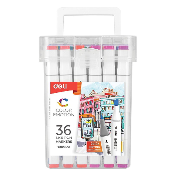 Deli Color Emotion Alkoholos kétvégű marker készlet - Vegyes színek (36 db / csomag)
