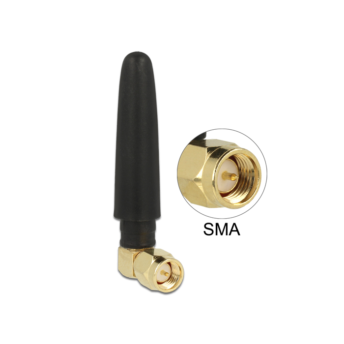 Delock gömbkarakterisztikájú ISM 433MHz antenna, SMA csatlakozó, 1dBi, fekete, rugalmas gumi (88915) (88915)