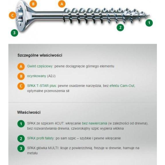 SPAX 191010350353 R 88091 Senkkopf/T-STAR TG Facsavar 3.5 mm 35 mm T-STAR plus Acél WIROX 200 db (191010350353)